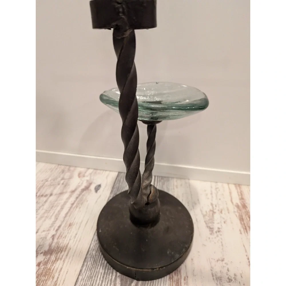 Rustic Countertop Forged Iron Hand Towel Holder Glass Soap Dish Sun Moon Emblem